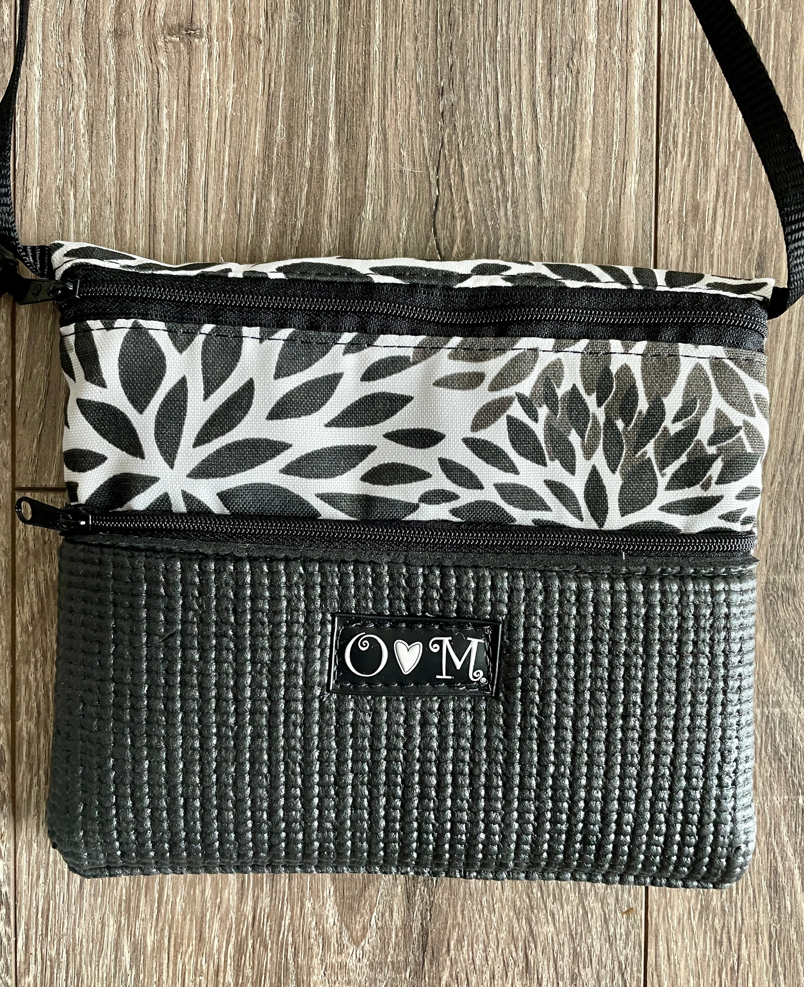 3 Zip Bag Black- Floral Print Fabric