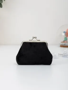 Black Fluffy Kiss Lock Coin Purse Coin Purse Change Pouch Coin Case Small Wallet