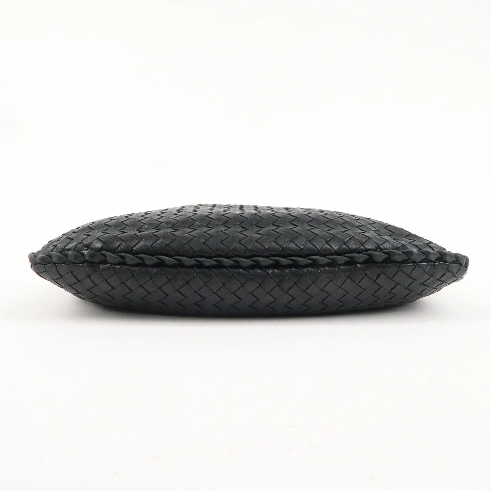 BOTTEGA VENETA Hobo Intrecciato Leather Shoulder Bag Black 115653