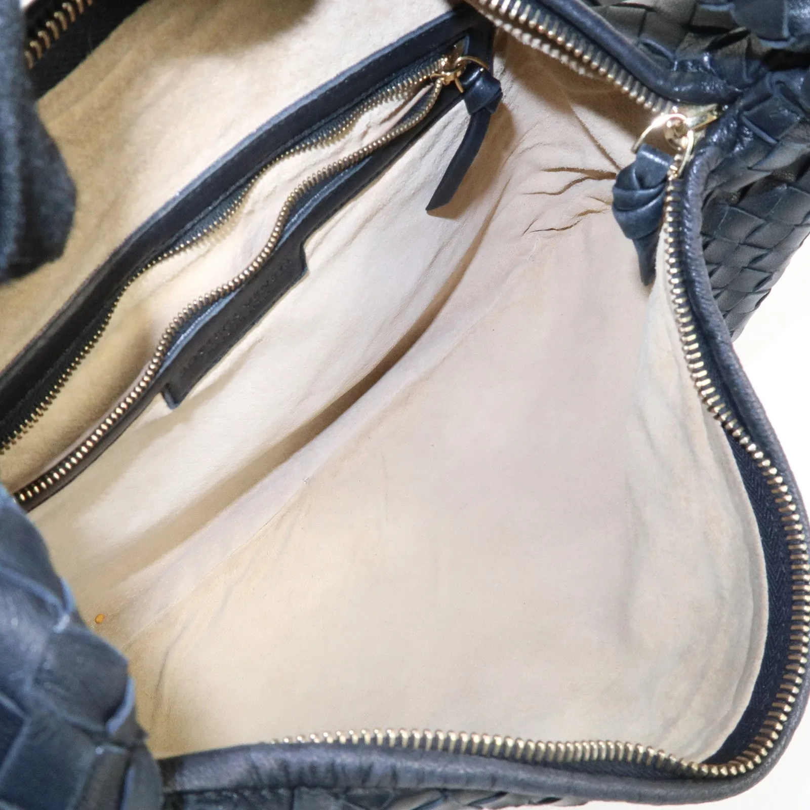 BOTTEGA VENETA Hobo Intrecciato Leather Shoulder Bag Black 115653