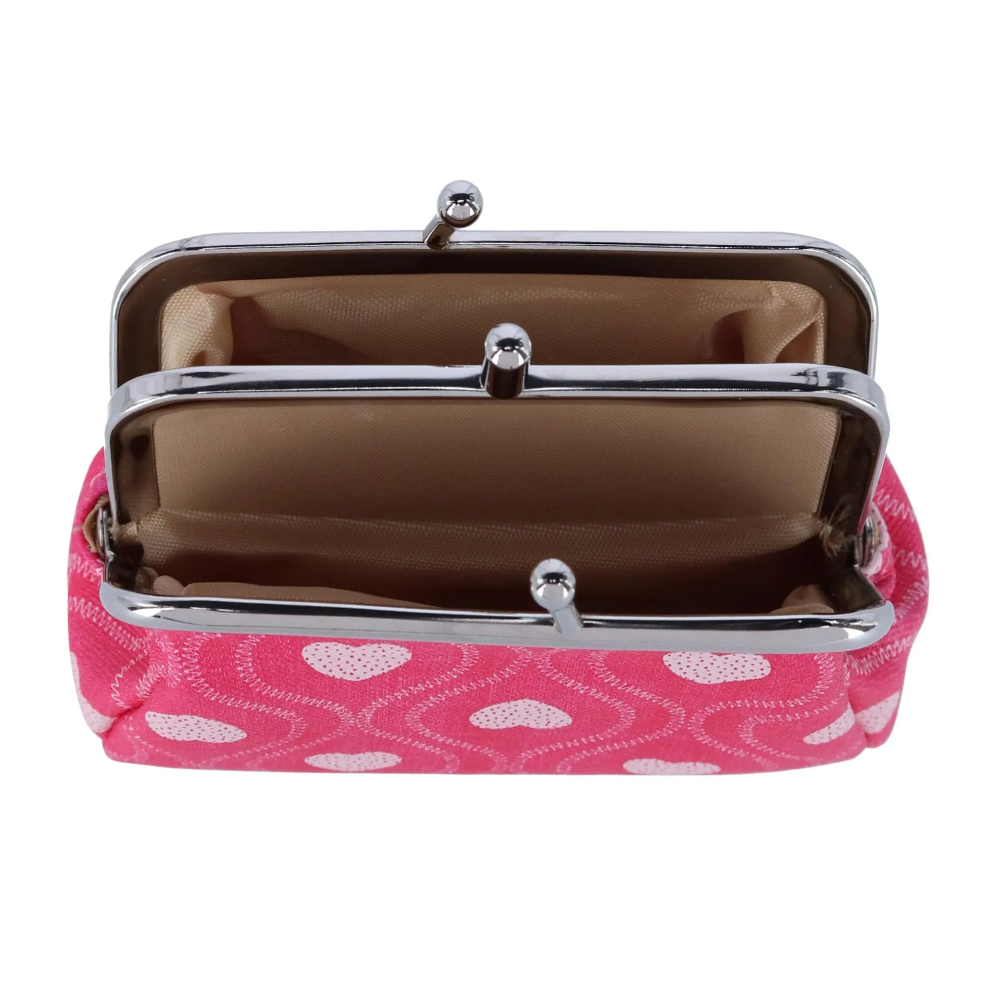 Buxton Women's Swervy Hearts Print Vegan Leather Triple Frame Coin Purse