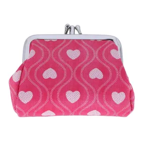 Buxton Women's Swervy Hearts Print Vegan Leather Triple Frame Coin Purse