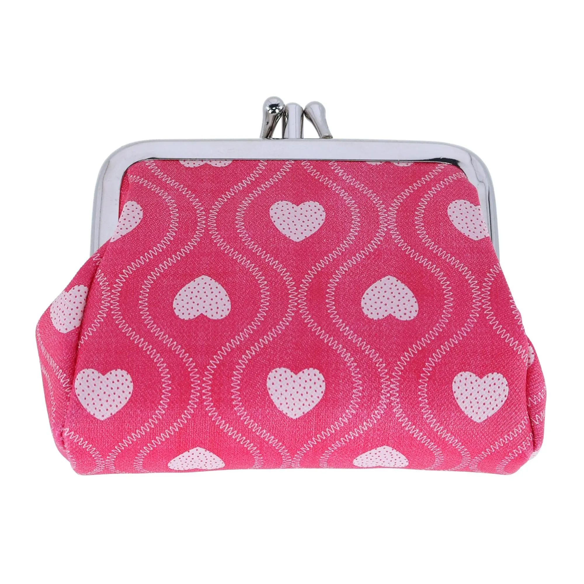 Buxton Women's Swervy Hearts Print Vegan Leather Triple Frame Coin Purse