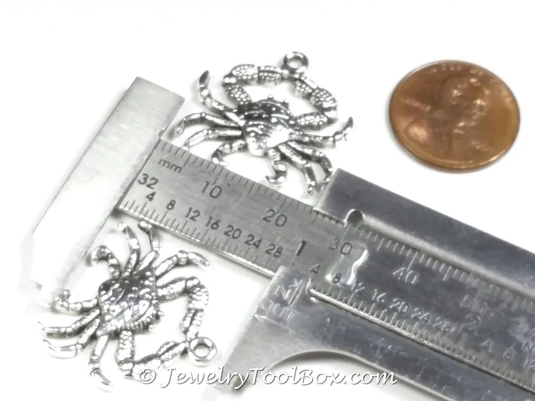Crab Pendant Charms, Antique Silver Pewter, Lead Free, 23x24mm, Lot Size 12, #1243