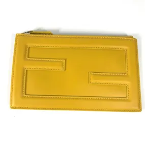 FENDI Clutch bag 7N0114 leather yellow logo Women Used