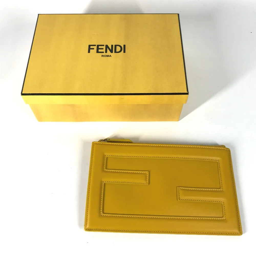 FENDI Clutch bag 7N0114 leather yellow logo Women Used