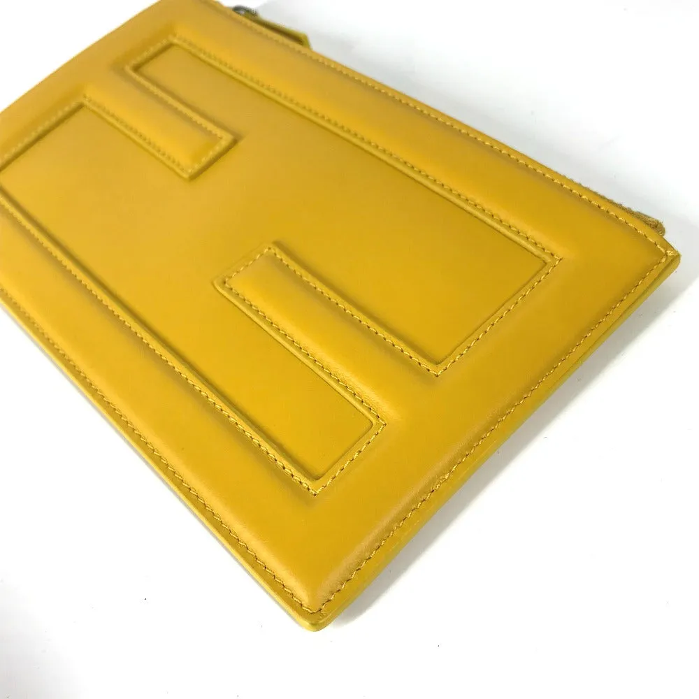 FENDI Clutch bag 7N0114 leather yellow logo Women Used
