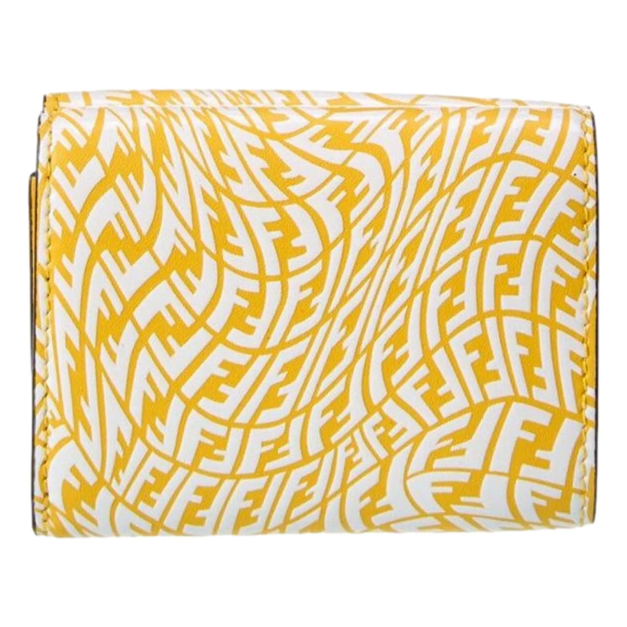Fendi F is Fendi Yellow Leather Vertigo Print Small Trifold Wallet