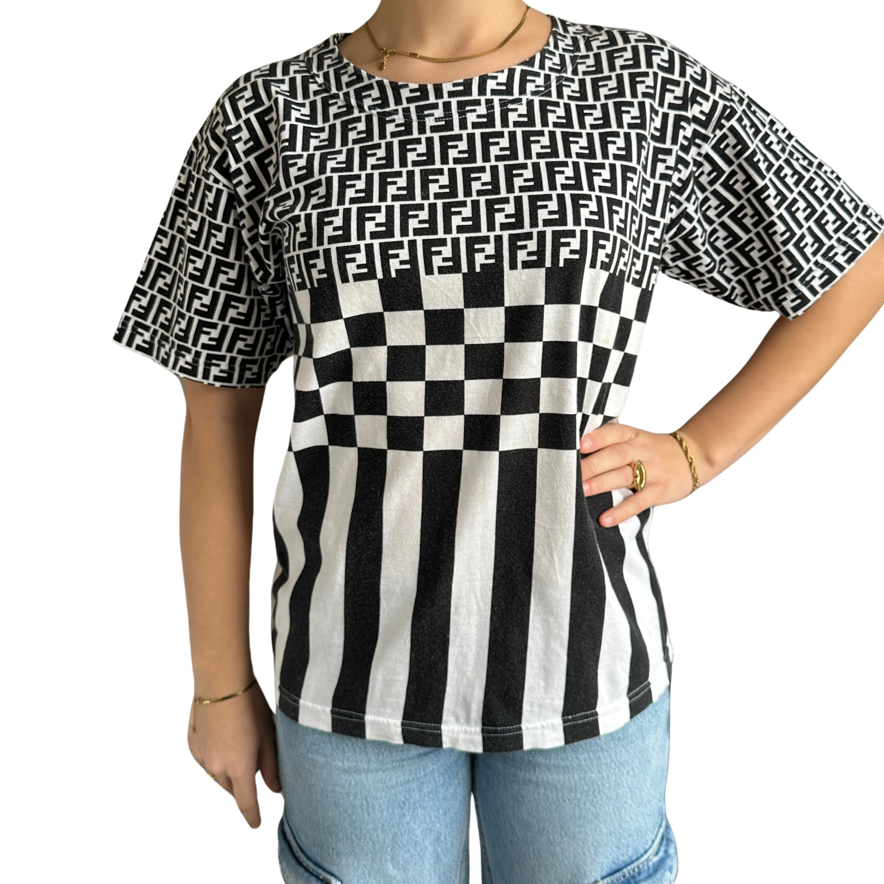 Fendi T-shirt White Black Cotton