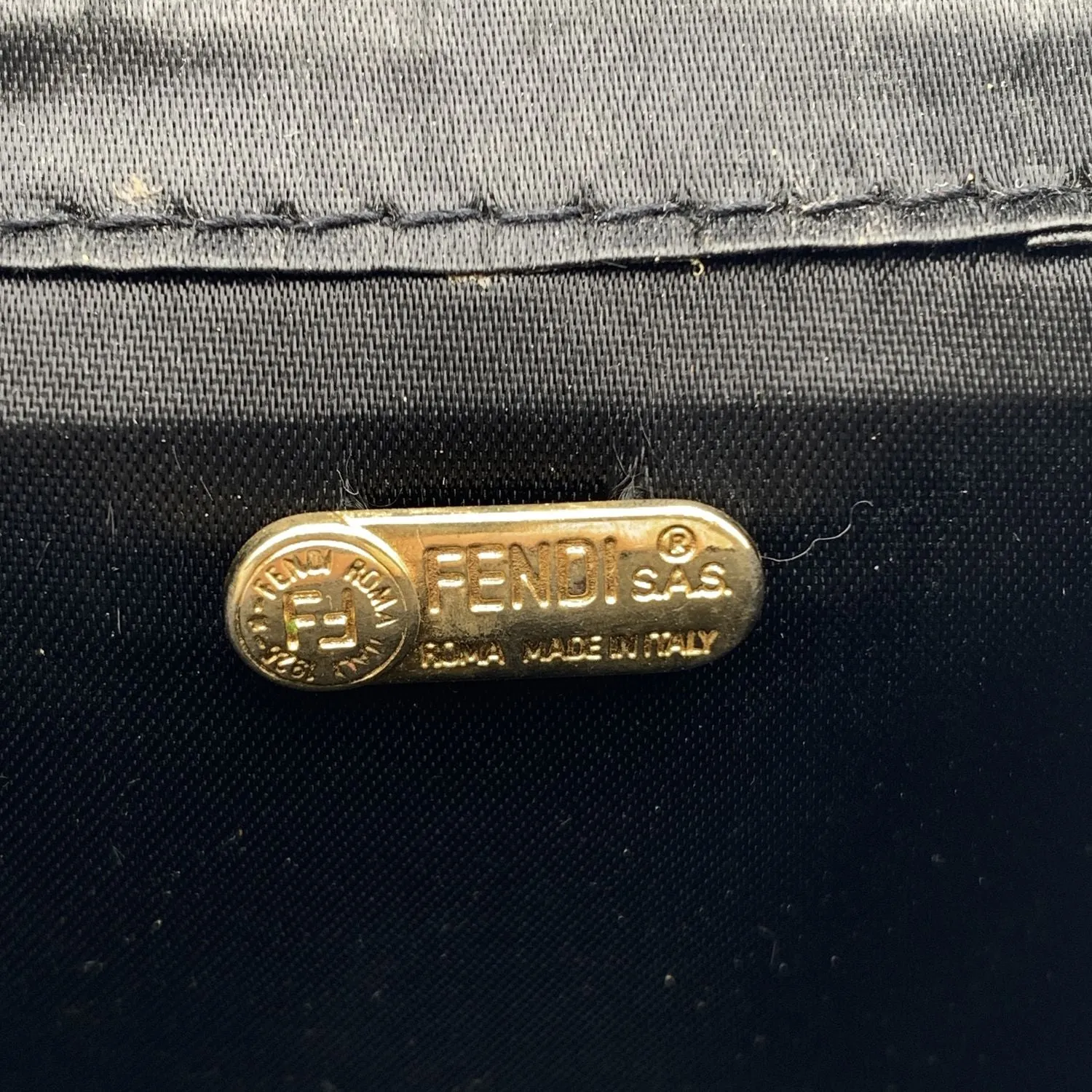 Fendi Vintage Black Satin Minaudiere Mini Micro Evening Bag