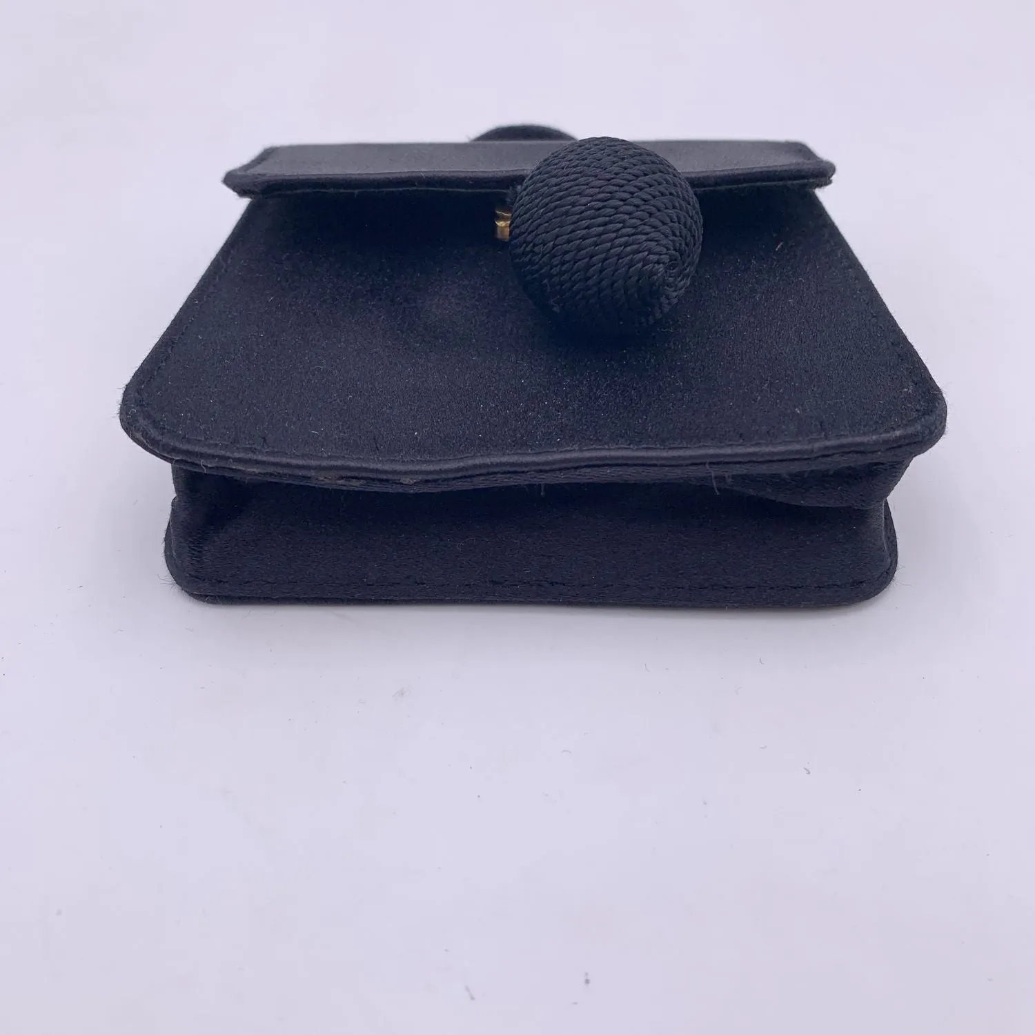 Fendi Vintage Black Satin Minaudiere Mini Micro Evening Bag