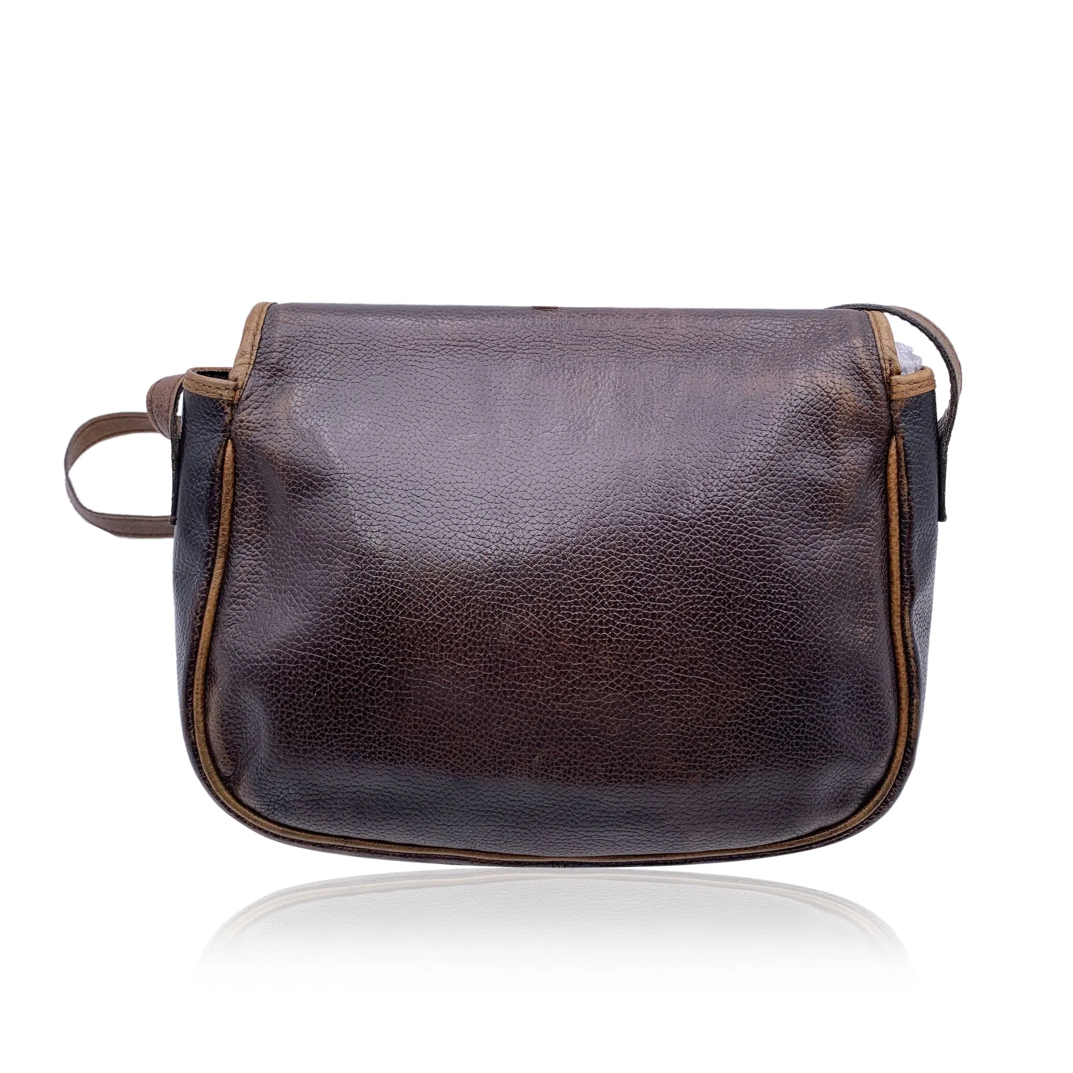 Fendi Vintage Brown and Beige Leather Crossbody Shoulder Bag