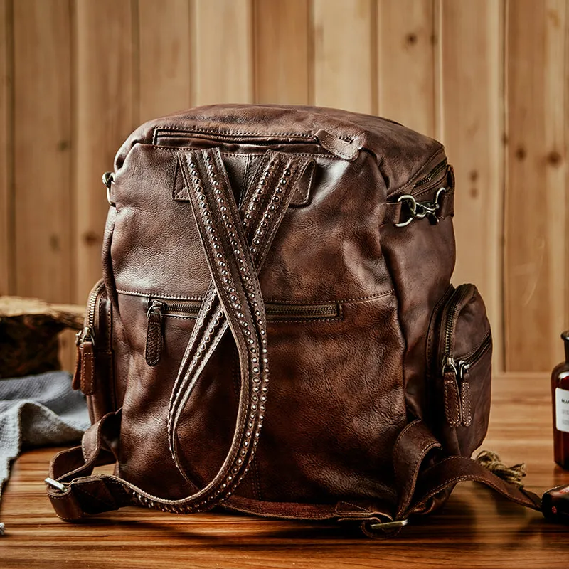 Handmade Full Grain Leather Backpack Vintage School Backpack Best Backpacks For Women AK10