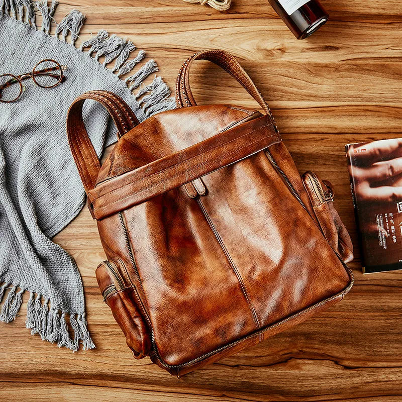 Handmade Full Grain Leather Backpack Vintage School Backpack Best Backpacks For Women AK10