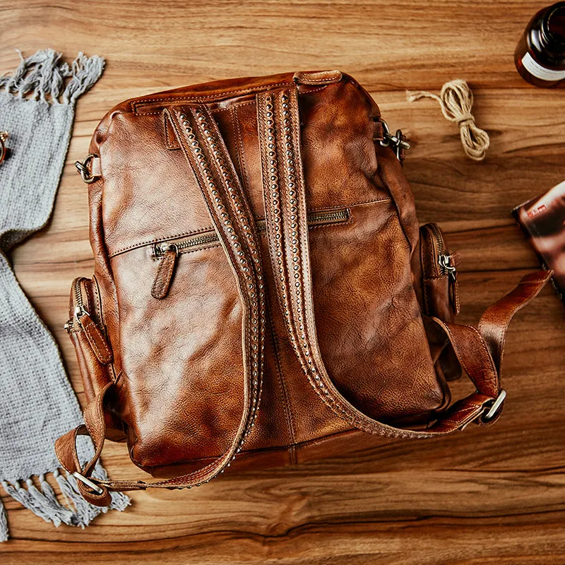 Handmade Full Grain Leather Backpack Vintage School Backpack Best Backpacks For Women AK10