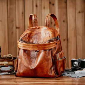 Handmade Full Grain Leather Backpack Vintage School Backpack Best Backpacks For Women AK10