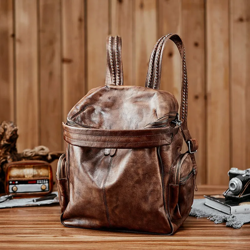 Handmade Full Grain Leather Backpack Vintage School Backpack Best Backpacks For Women AK10