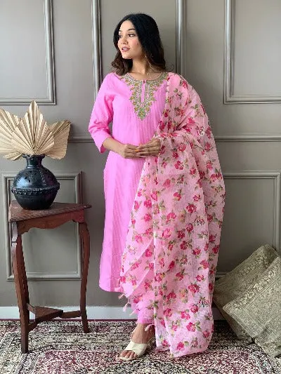 Light Pink Cotton Salwar Suit for Women