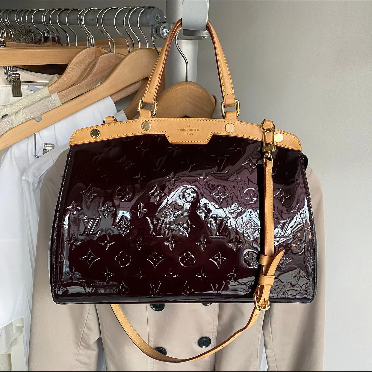 Louis Vuitton Patent Amarante Brea MM Bag