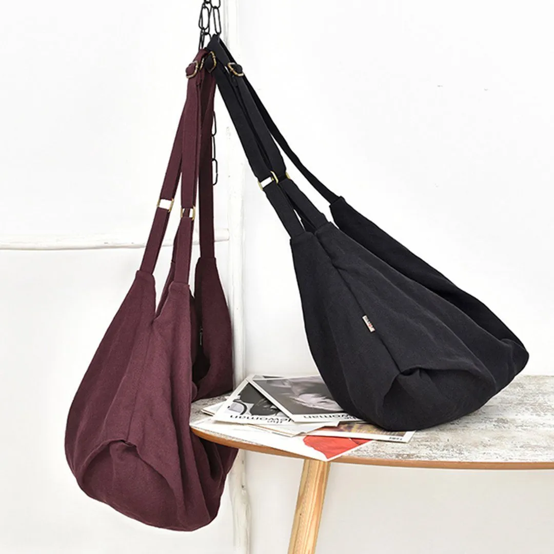 Original Ruched Linen Solid Crossbody Bag With Buckles