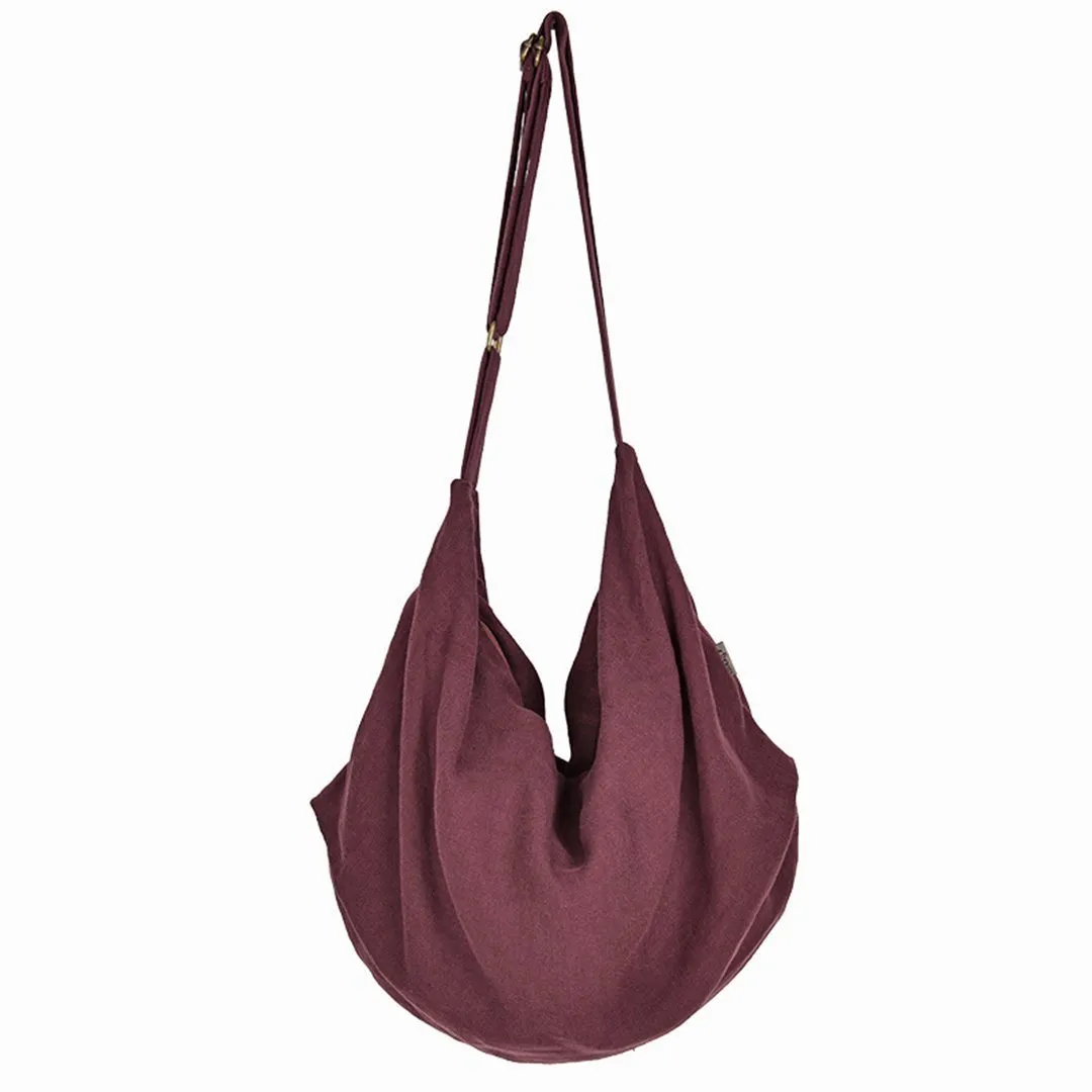Original Ruched Linen Solid Crossbody Bag With Buckles