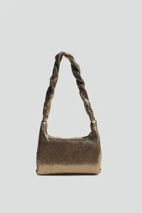 Polly Mesh Metallic Shoulder Disco Bag - Gold