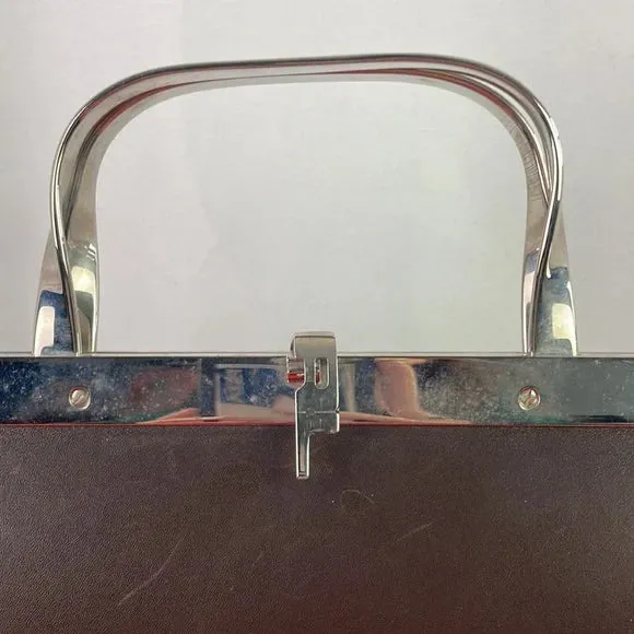 Ralph Lauren Brown Leather with Silver Frame Bag