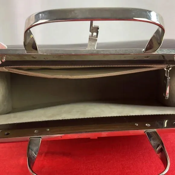 Ralph Lauren Brown Leather with Silver Frame Bag