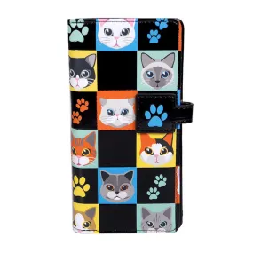Shagwear Cat Checkers Large Black Zipper Wallet