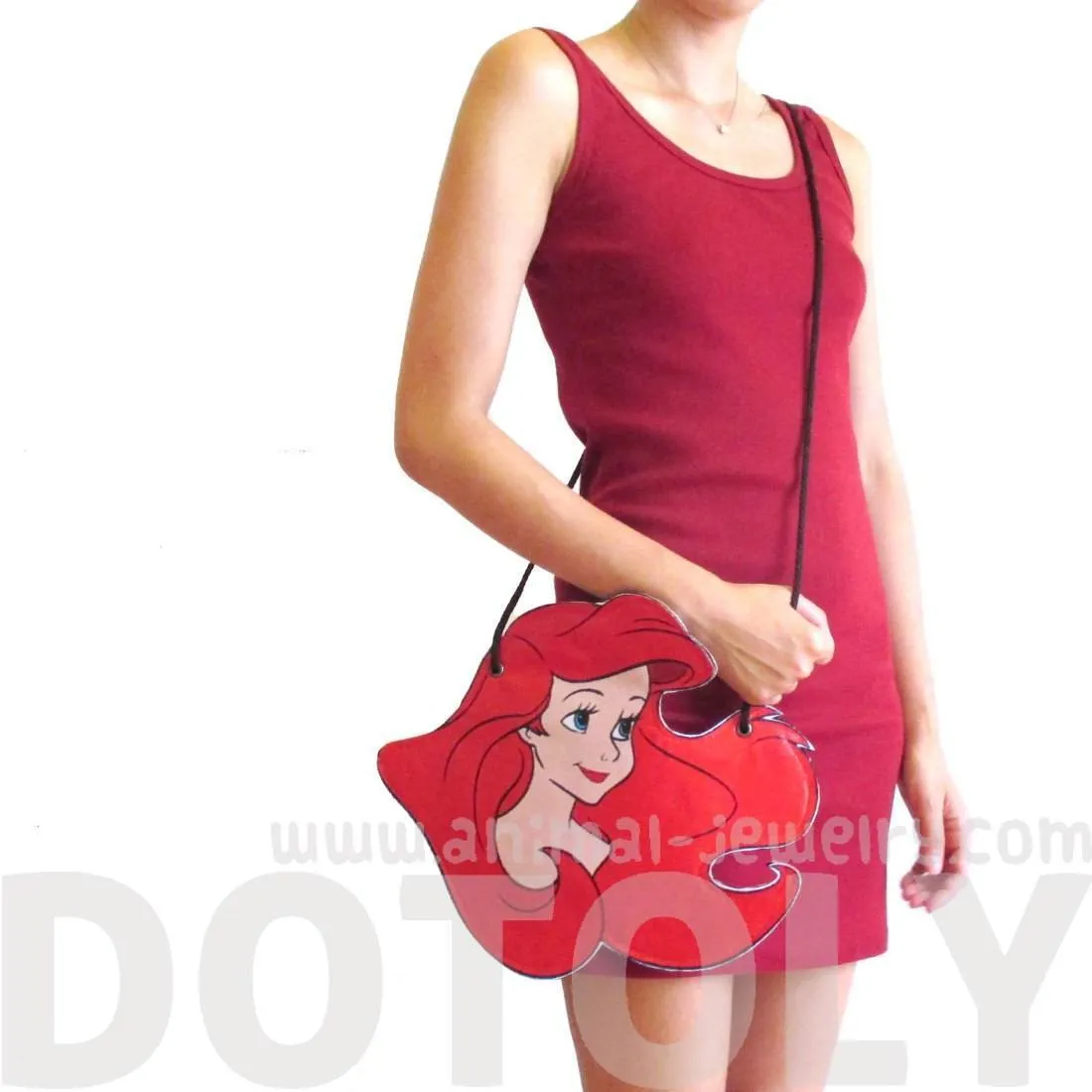 The Little Mermaid Ariel Princess Shaped Vinyl Print Cross Body Bag | DOTOLY