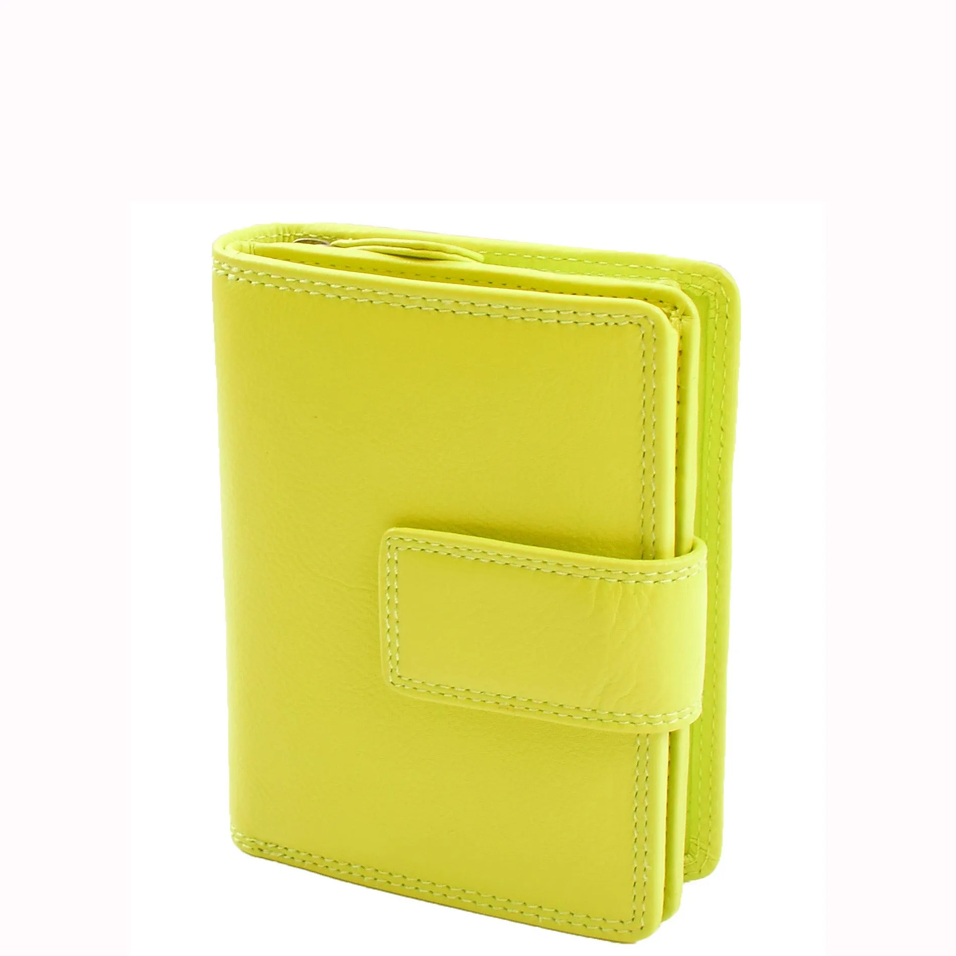 Womens Purse Real Soft Premium Leather Bi Fold HOL1132 Lime