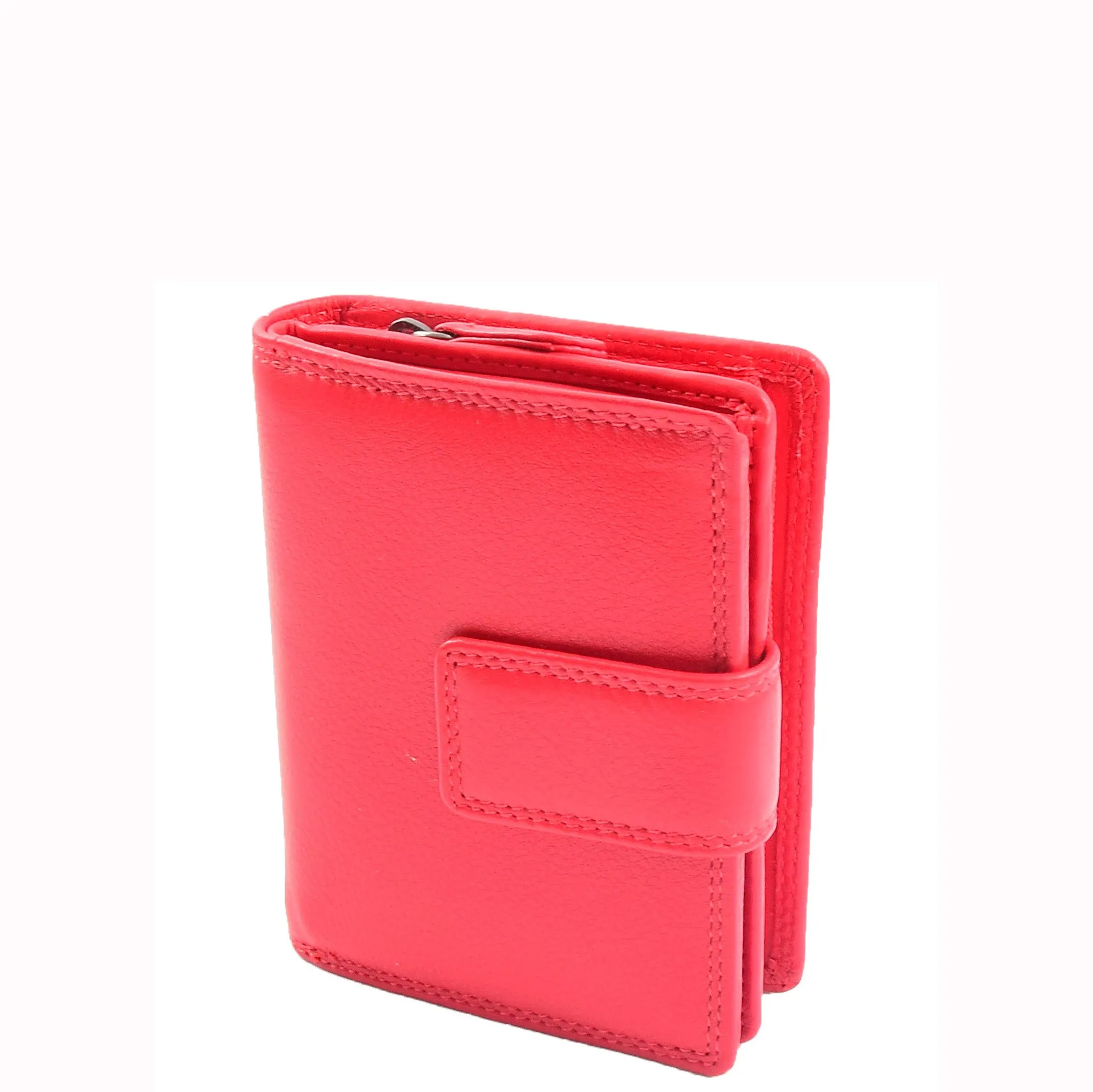 Womens Purse Real Soft Premium Leather Bi Fold HOL1132 Red