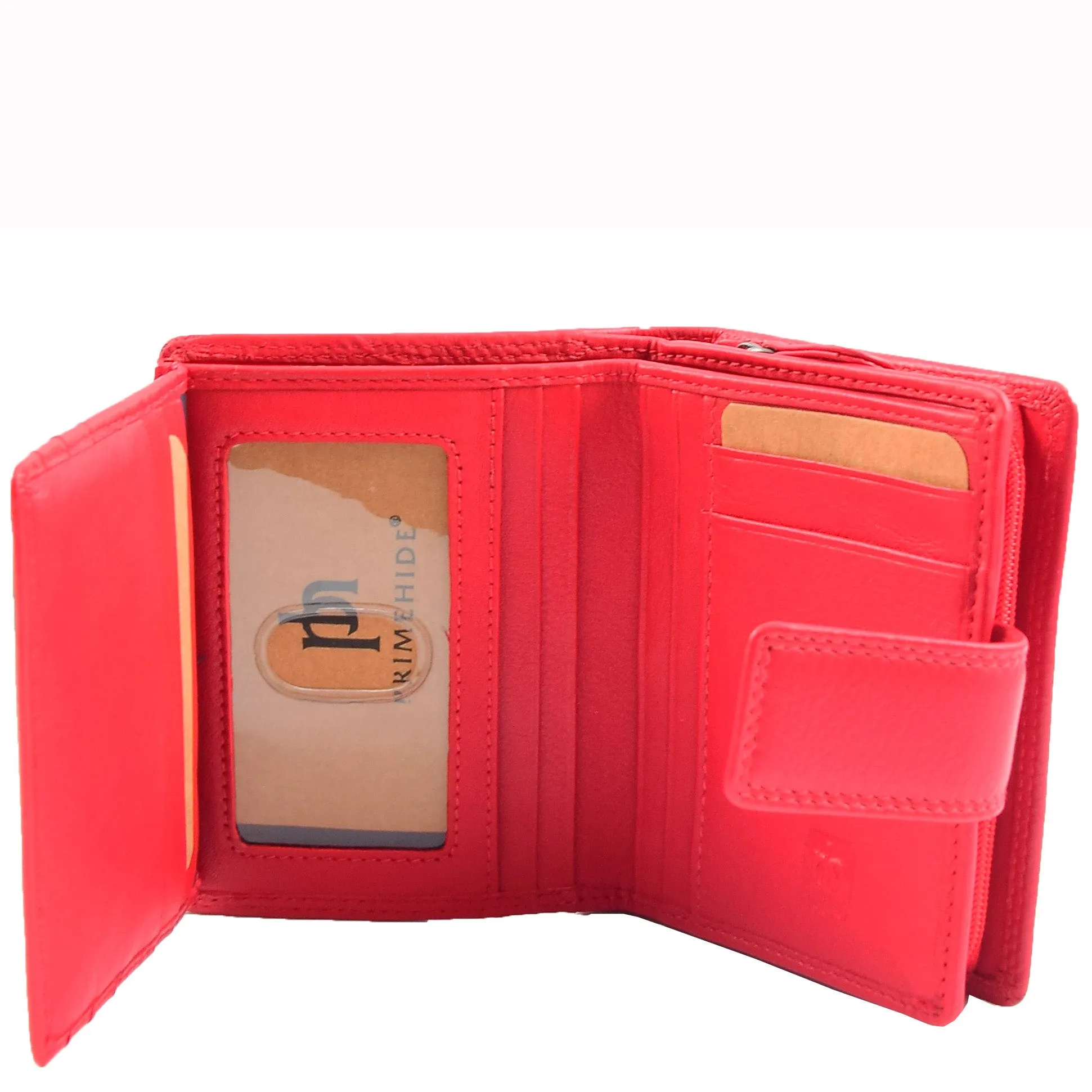 Womens Purse Real Soft Premium Leather Bi Fold HOL1132 Red